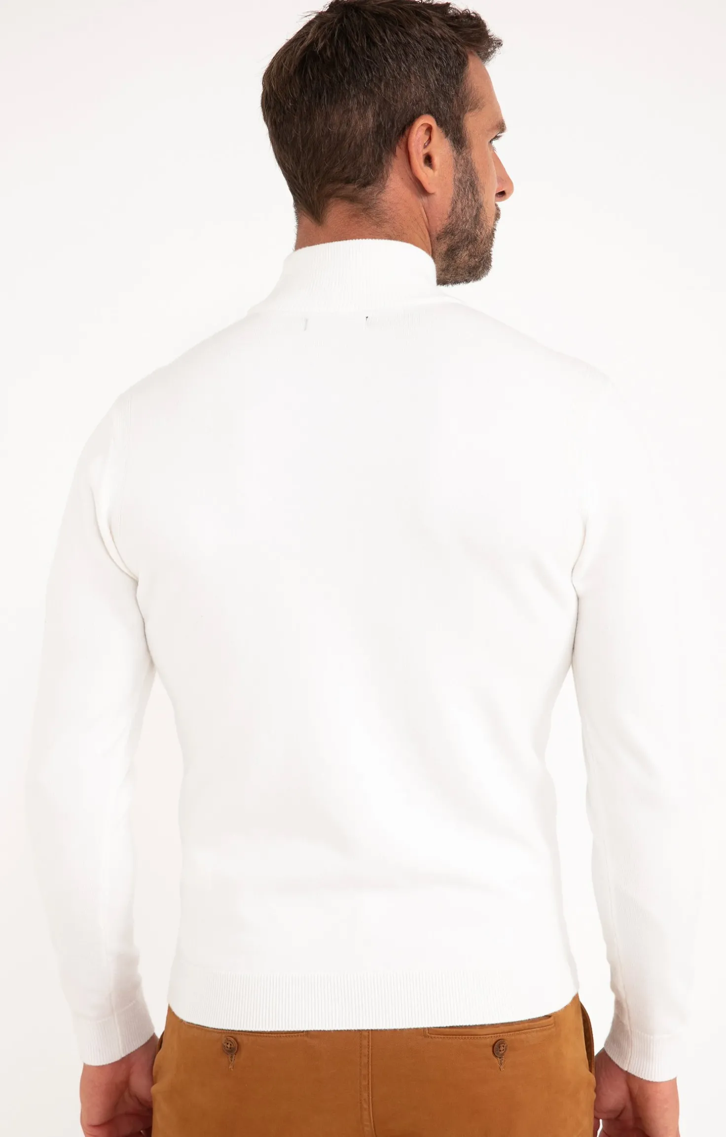 Armand Thiery Pull uni col cheminé - Blanc Best