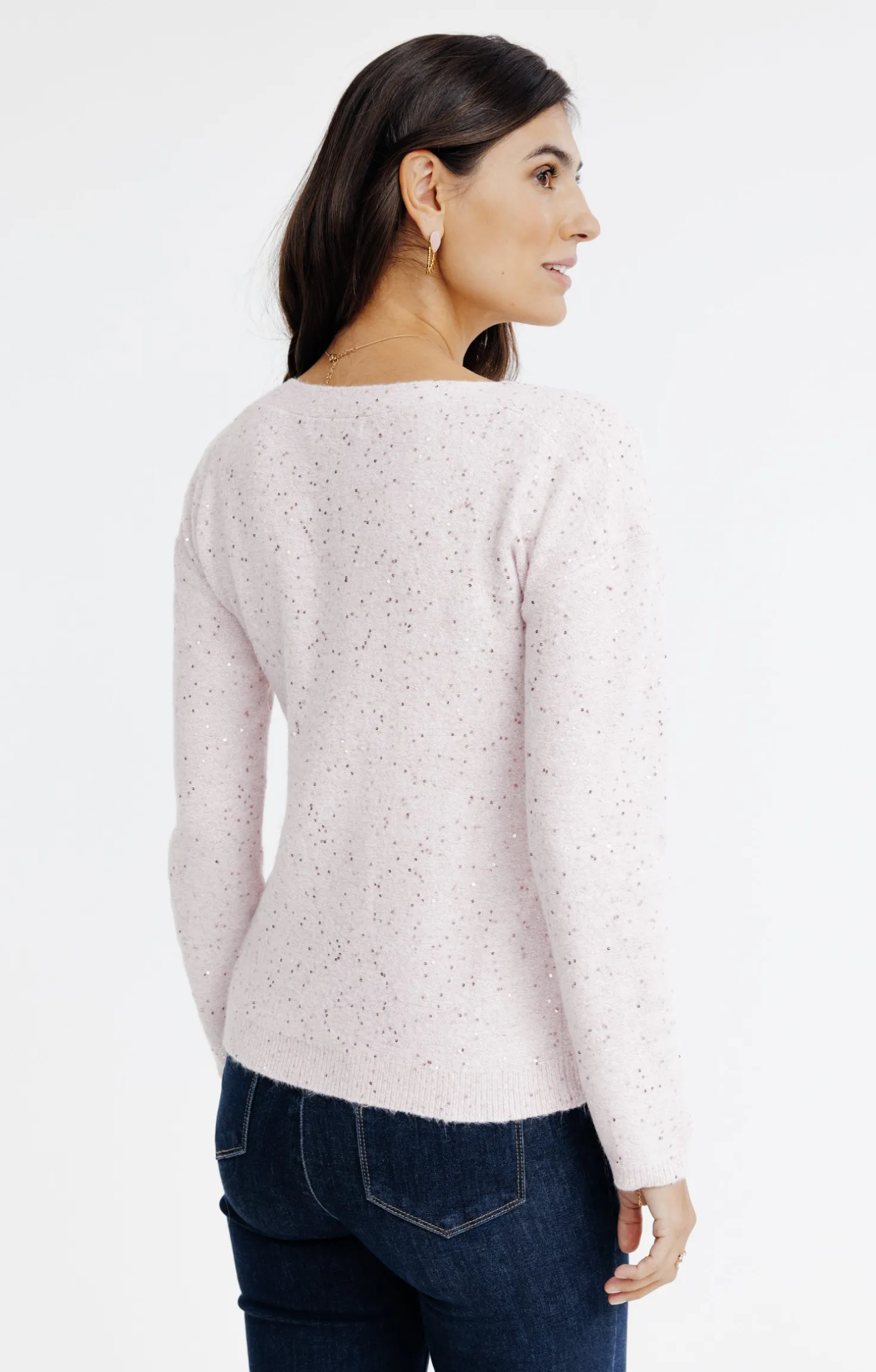 Armand Thiery Pull uni paillettes - Rose Best Sale