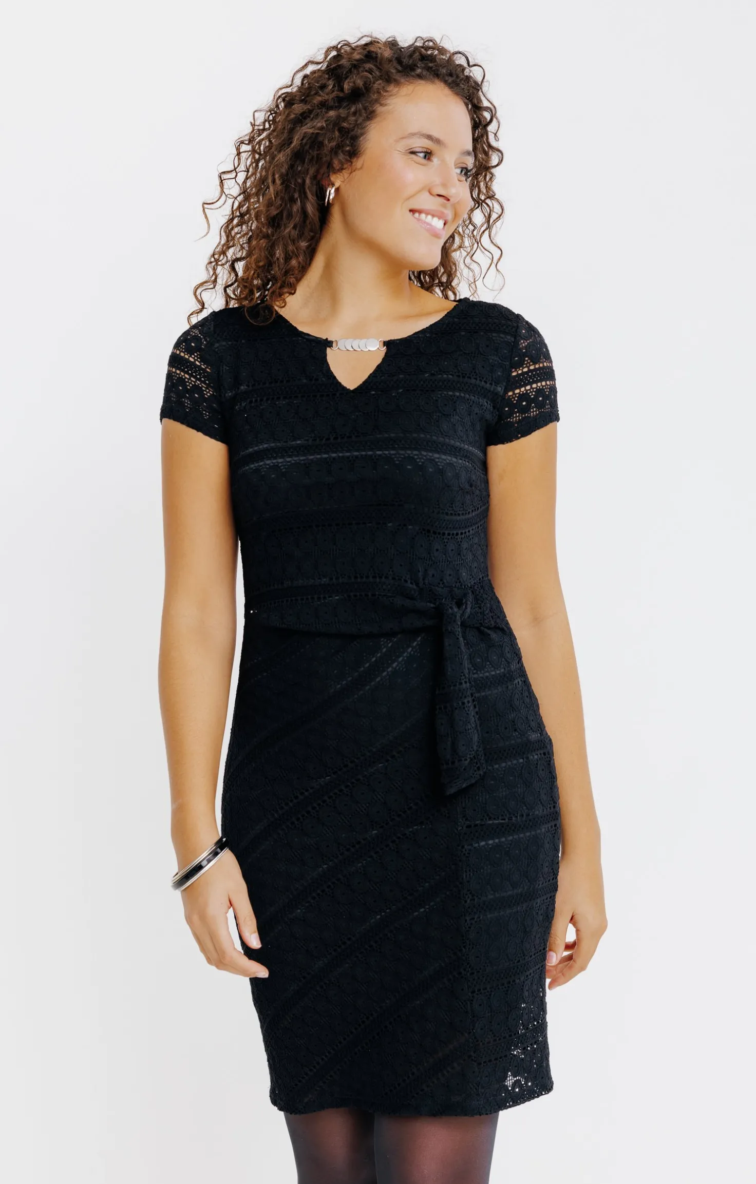 Armand Thiery Robe en maille dentelle - Noir Best