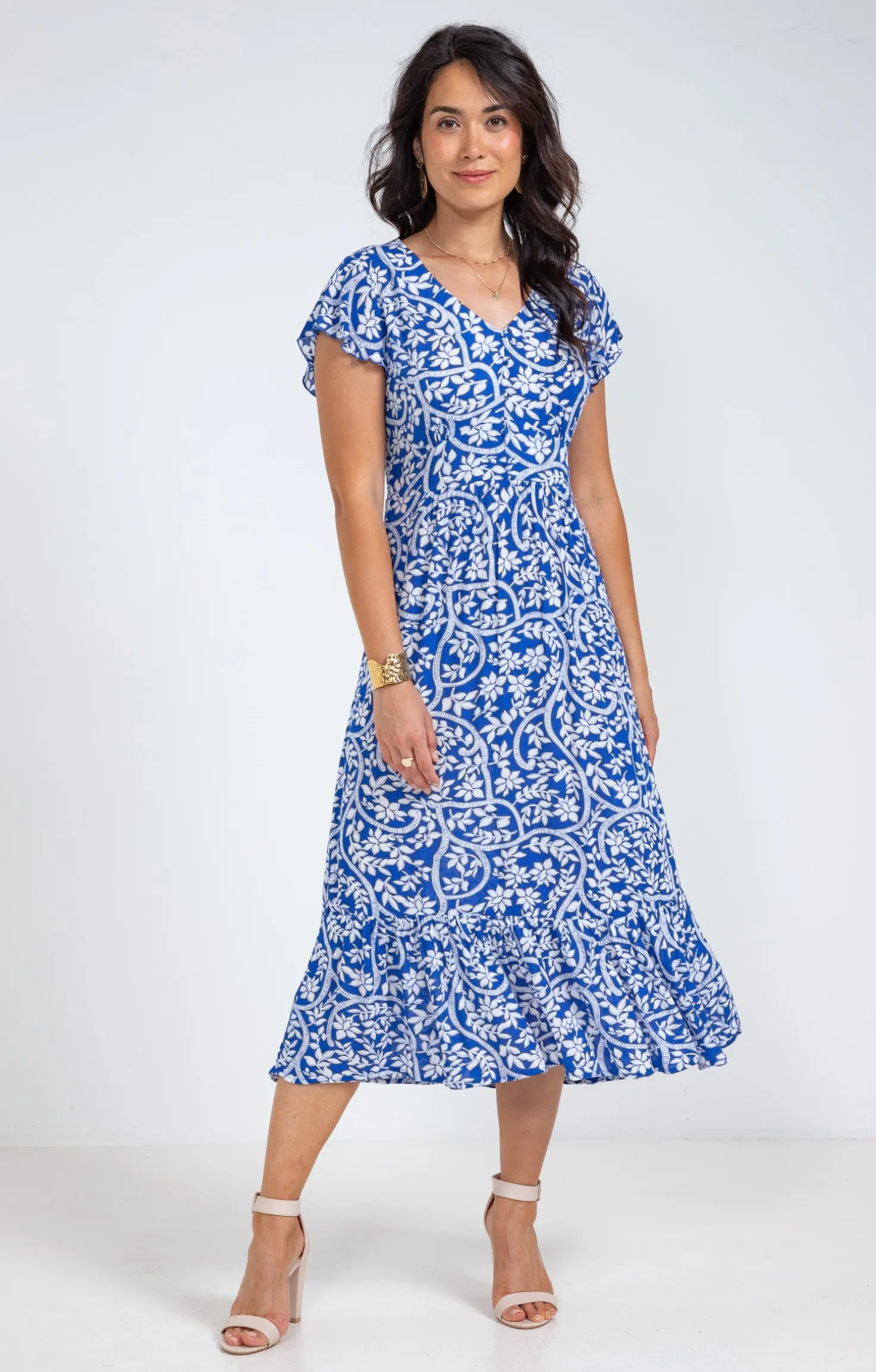 Armand Thiery Robe longue en crépon viscose écovero - Bleudur Shop