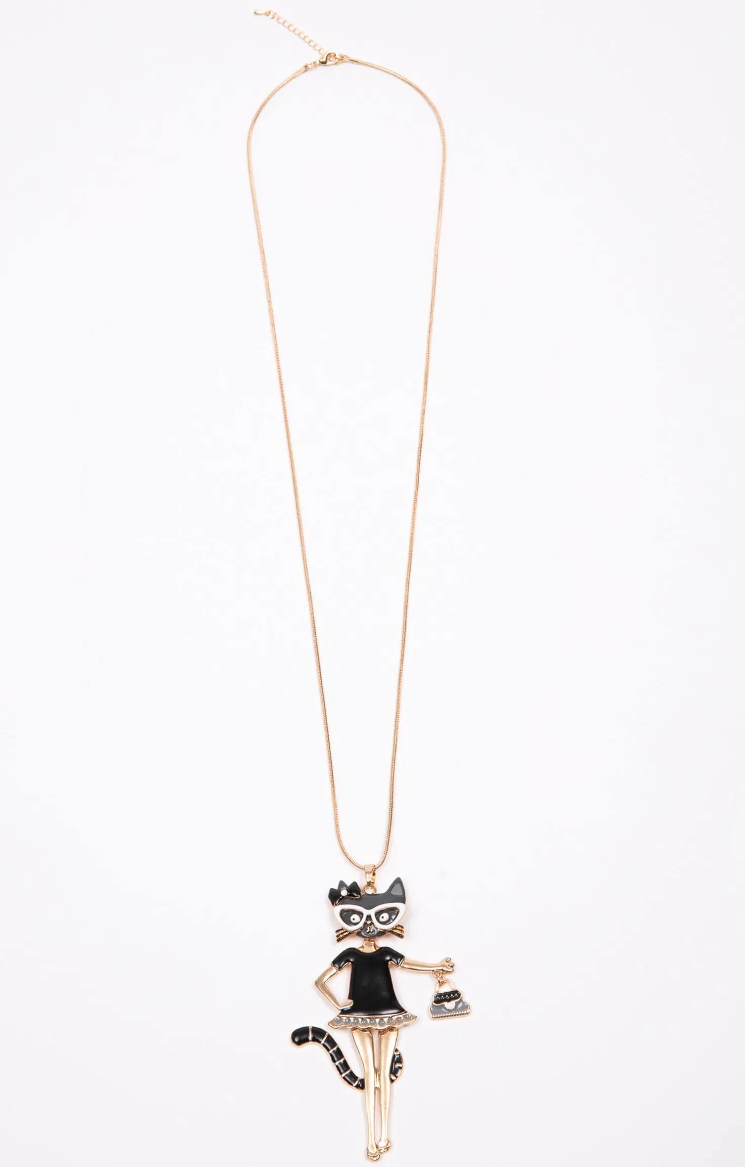 Armand Thiery Sautoir pendentif chat - Noir Flash Sale