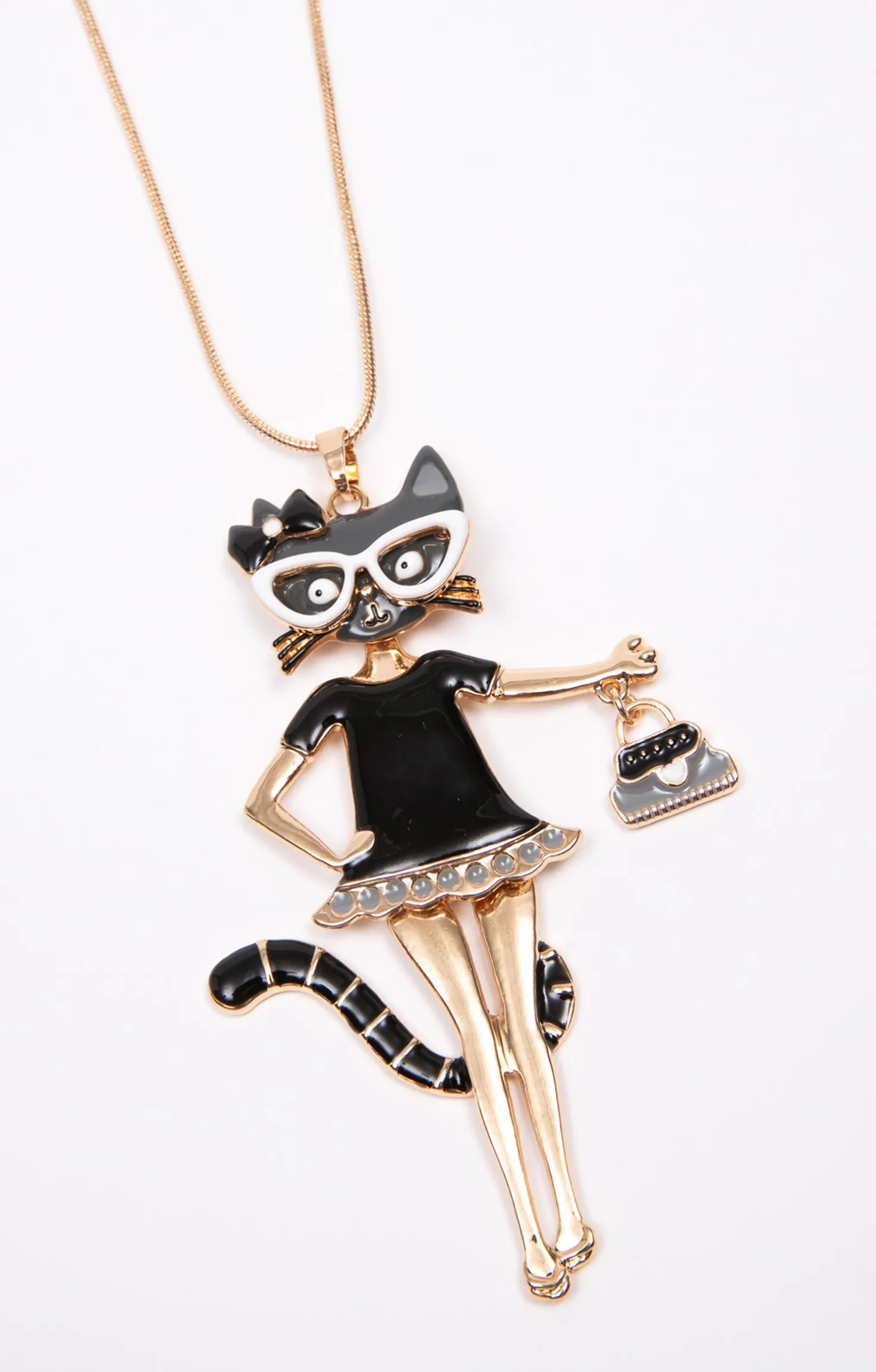 Armand Thiery Sautoir pendentif chat - Noir Flash Sale