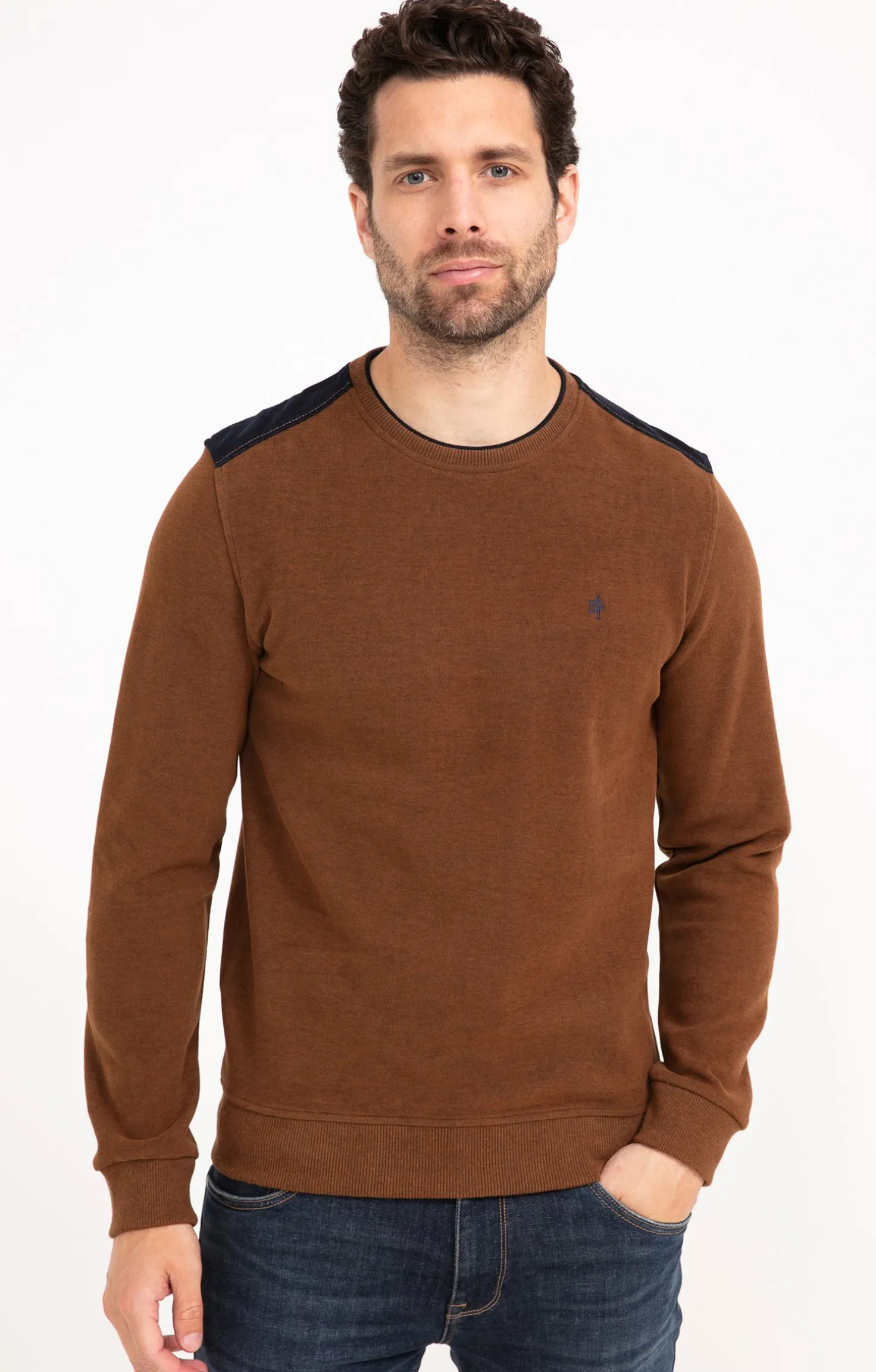 Armand Thiery Sweat manches longues Contraste - Moka Best