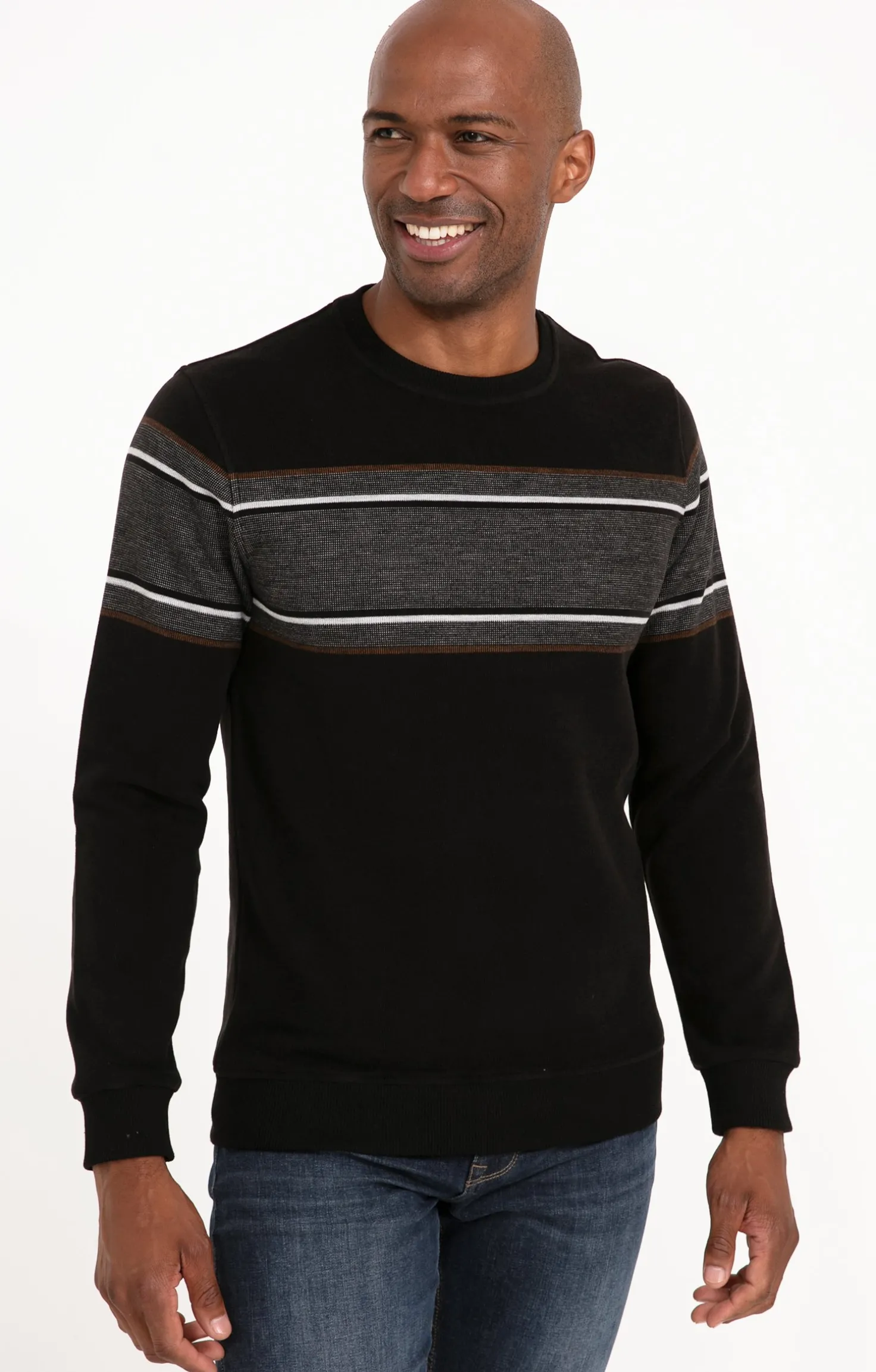 Armand Thiery Sweat manches longues Raye Front - Noir Best Sale