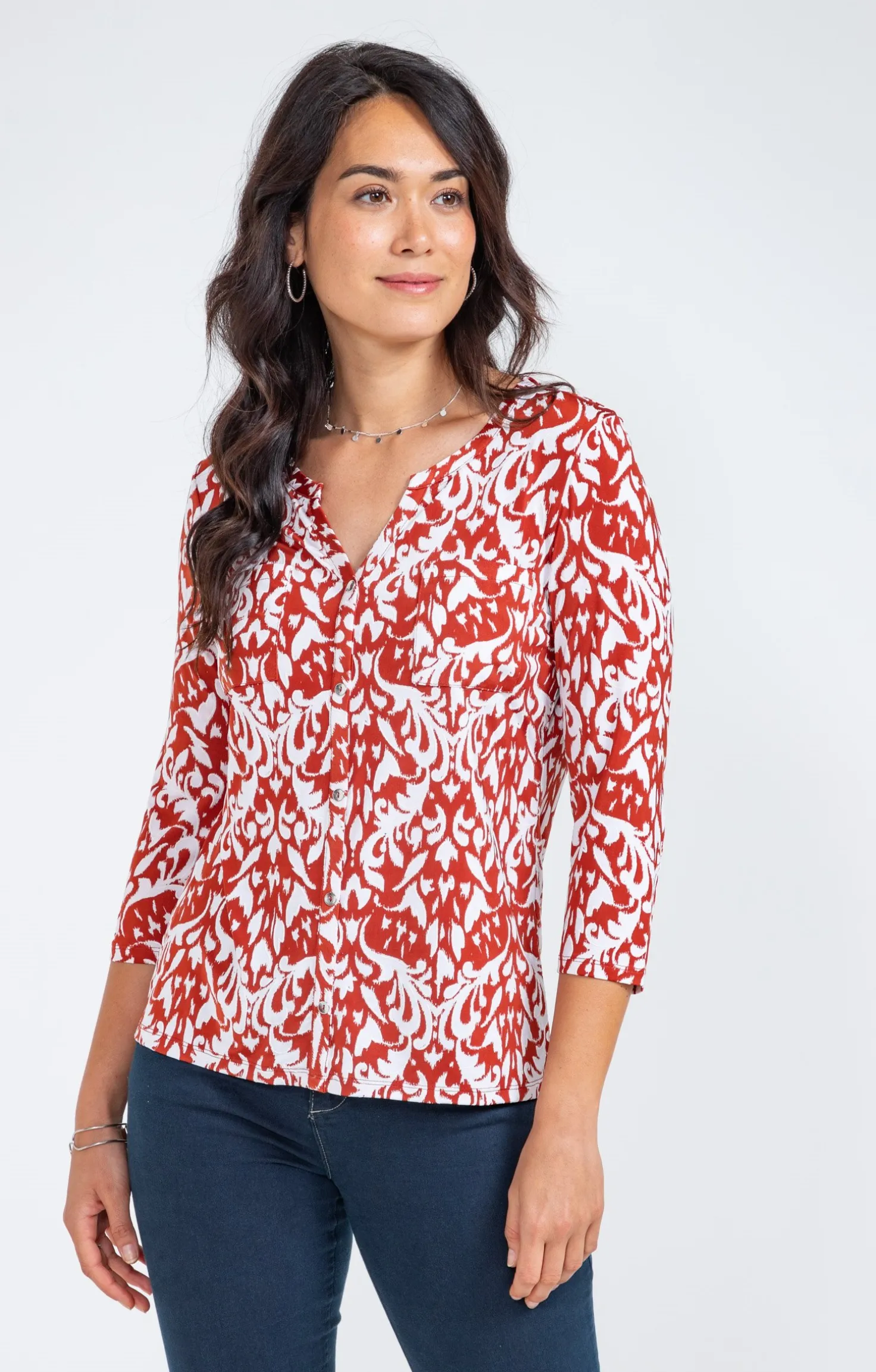 Armand Thiery Tee-shirt hiver imprimé arabesque - Brique Outlet