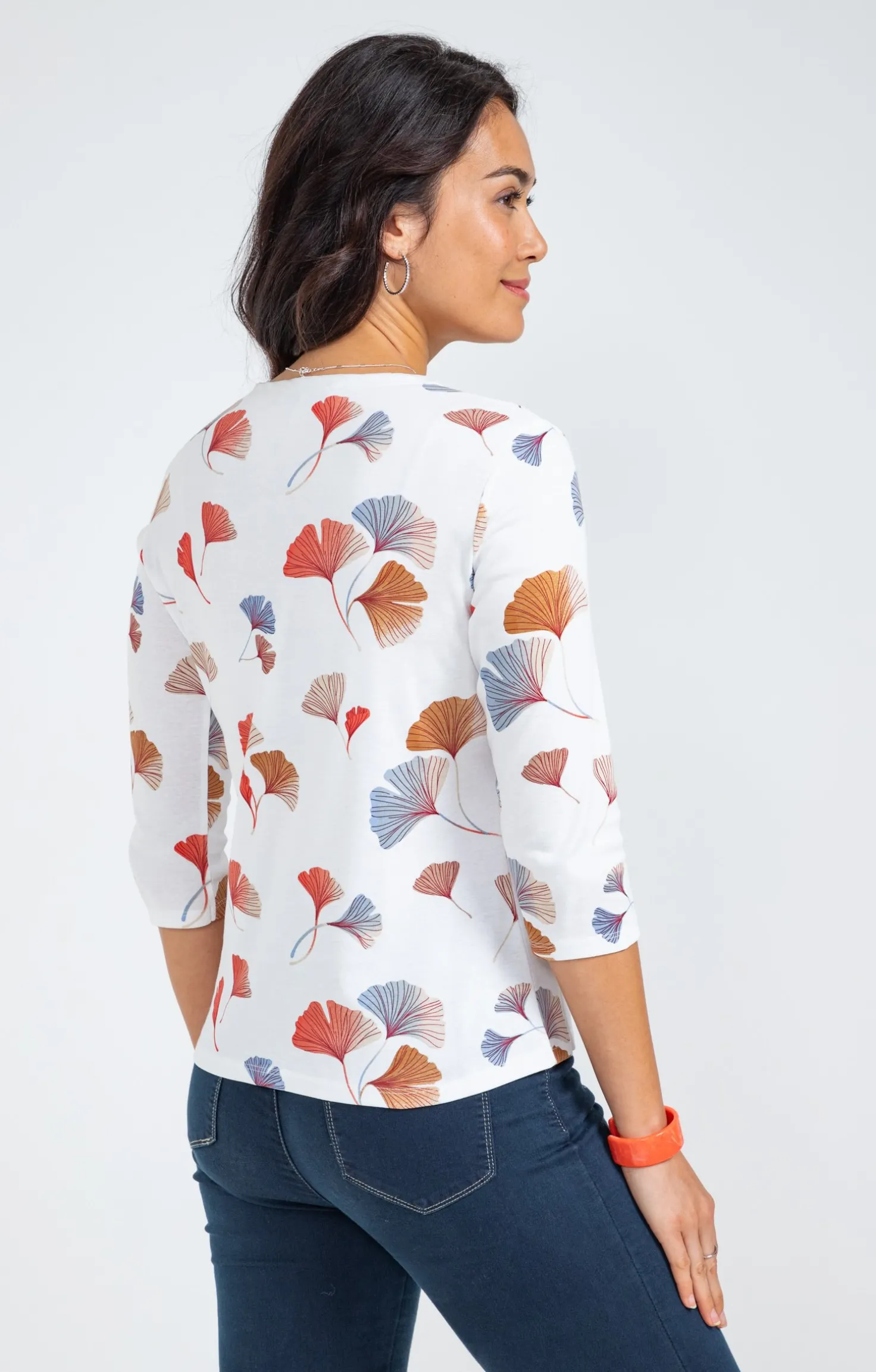 Armand Thiery Tee-shirt imprimé floral col rond patte - Melon Online