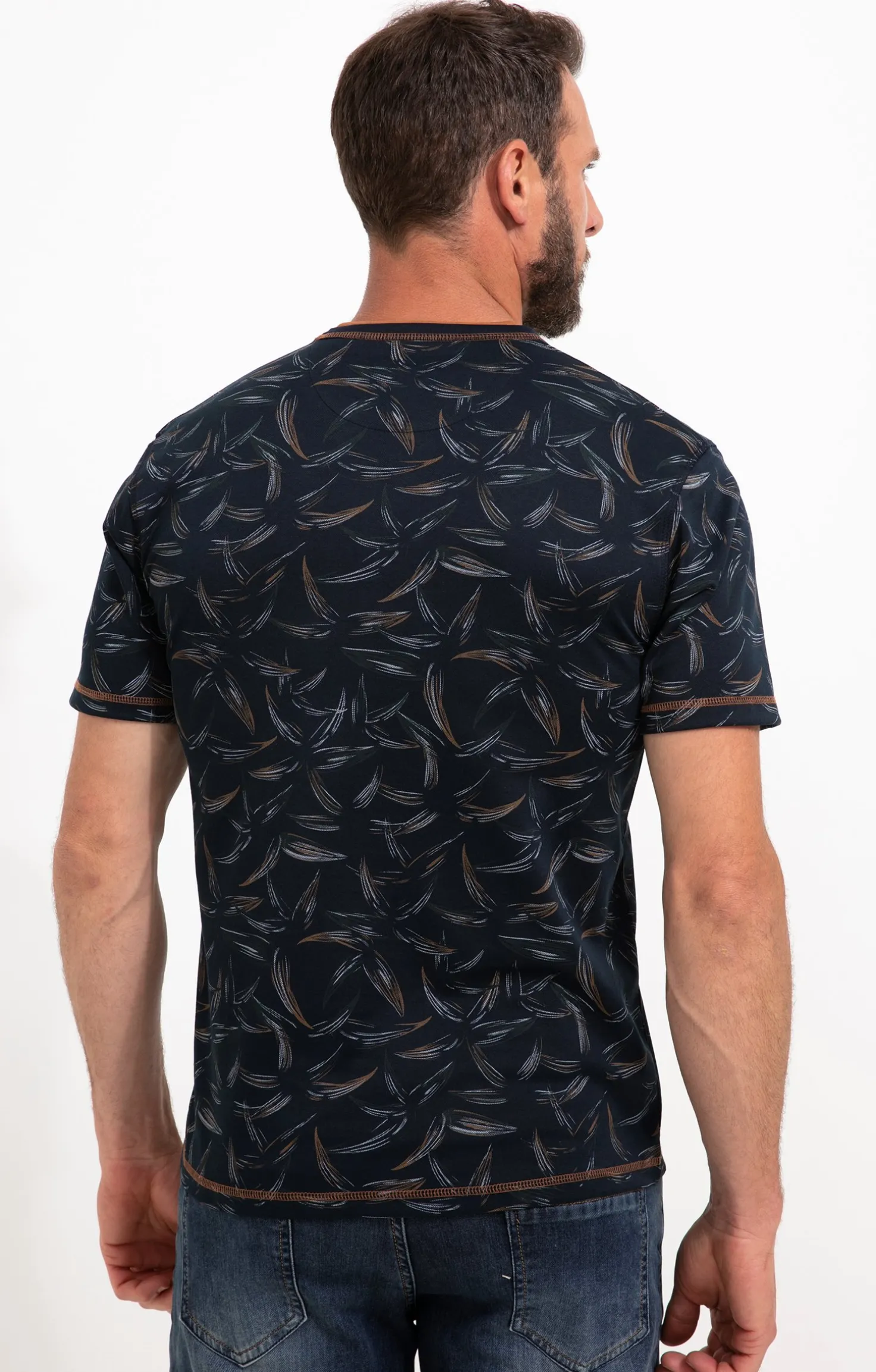 Armand Thiery Tee-shirt manches courtes Black Leaf - Camel Hot