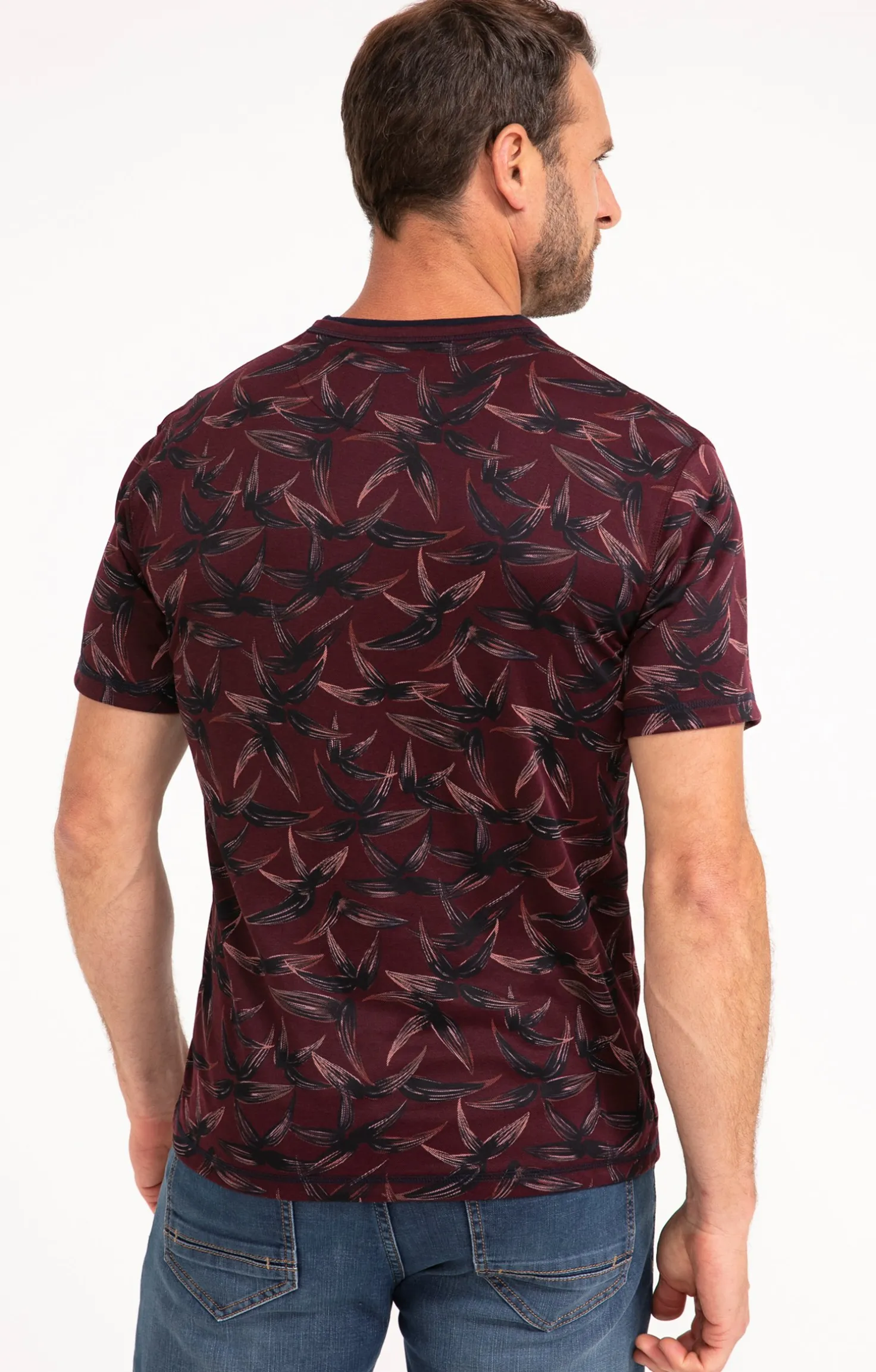 Armand Thiery Tee-shirt manches courtes Black Leaf - Bordeaux Cheap