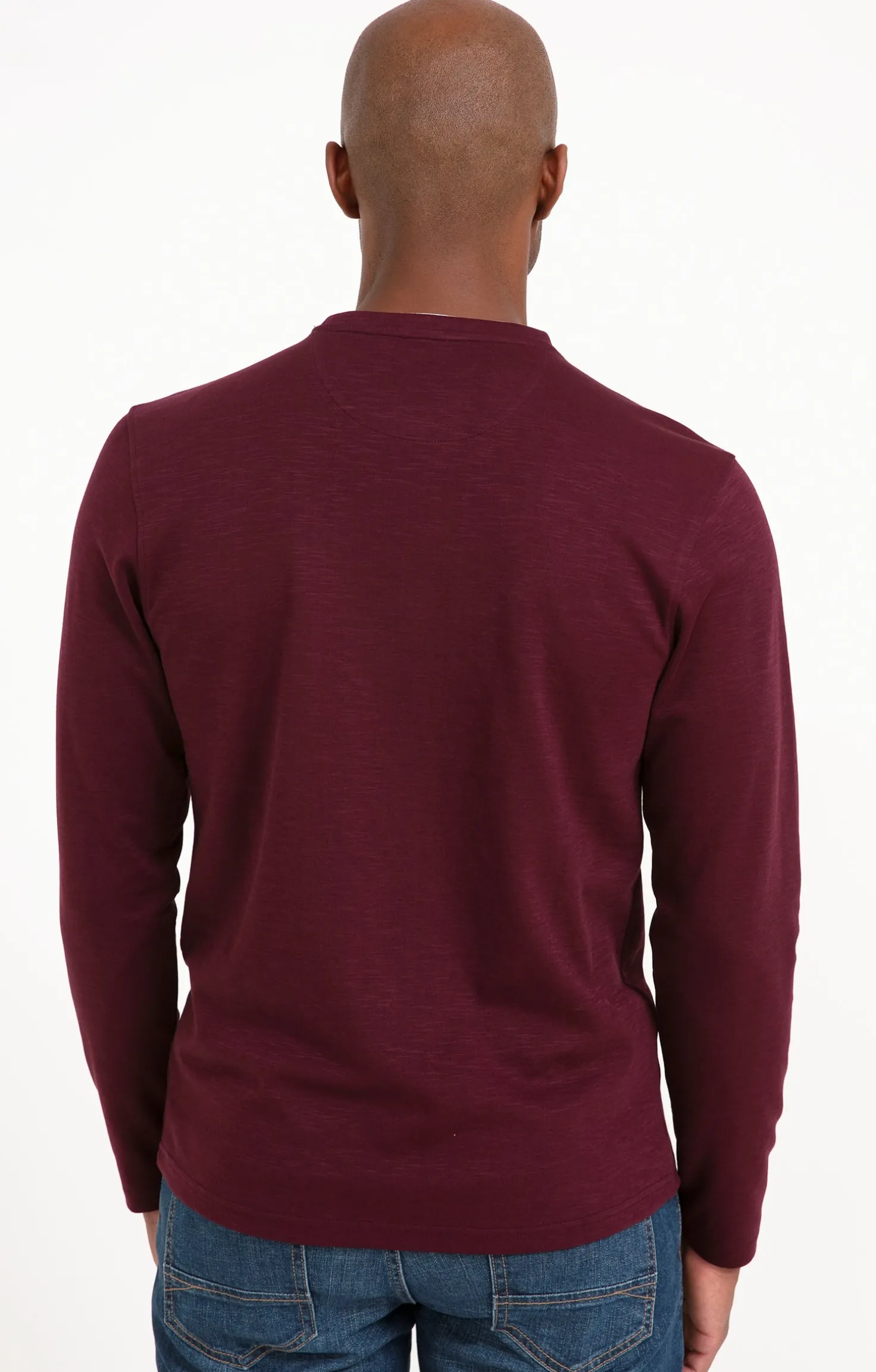 Armand Thiery Tee-shirt manches longues Slub interlock - Prune Discount