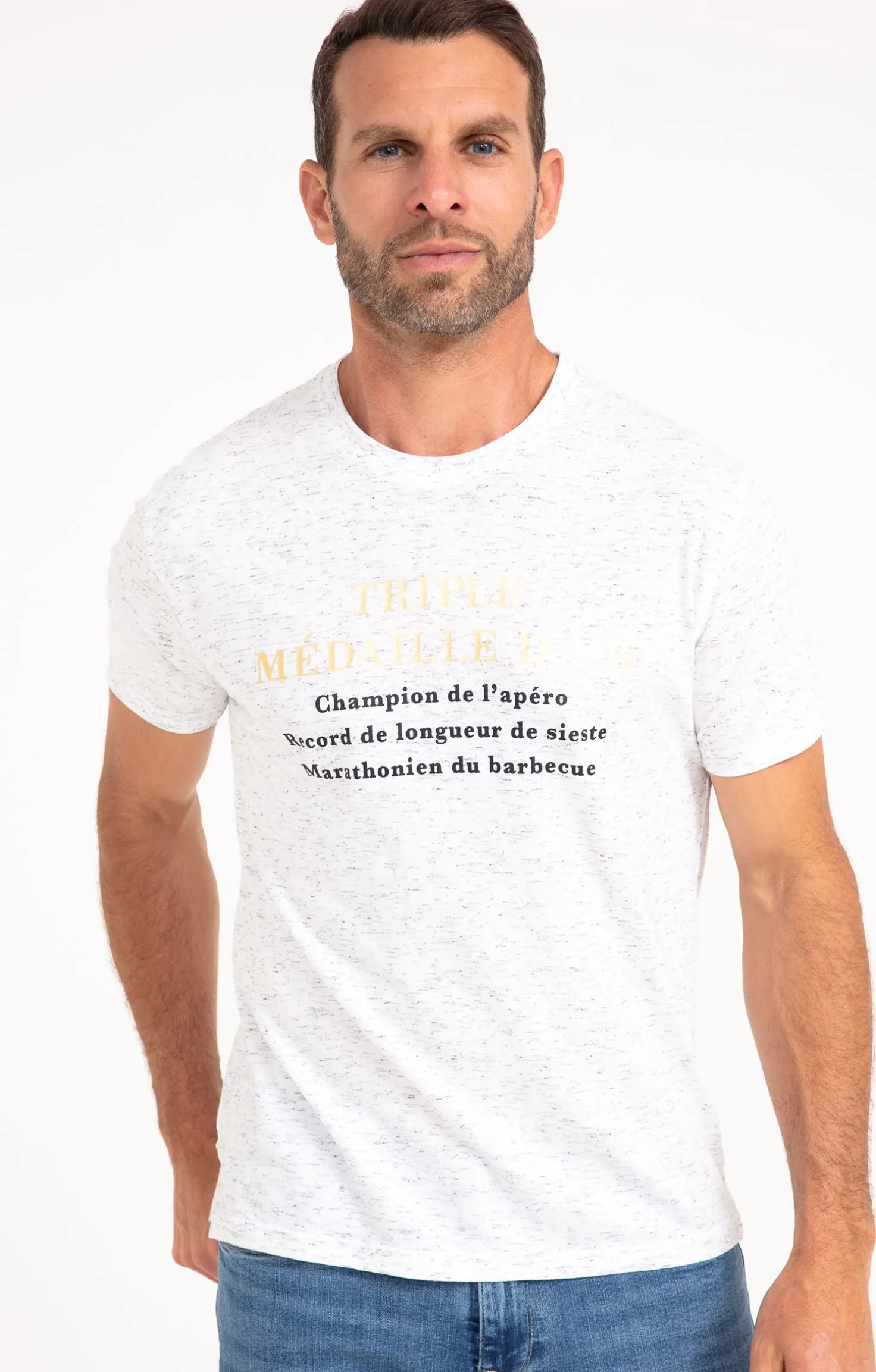 Armand Thiery Tee-shirt triple médaille d'or - Blanc Discount