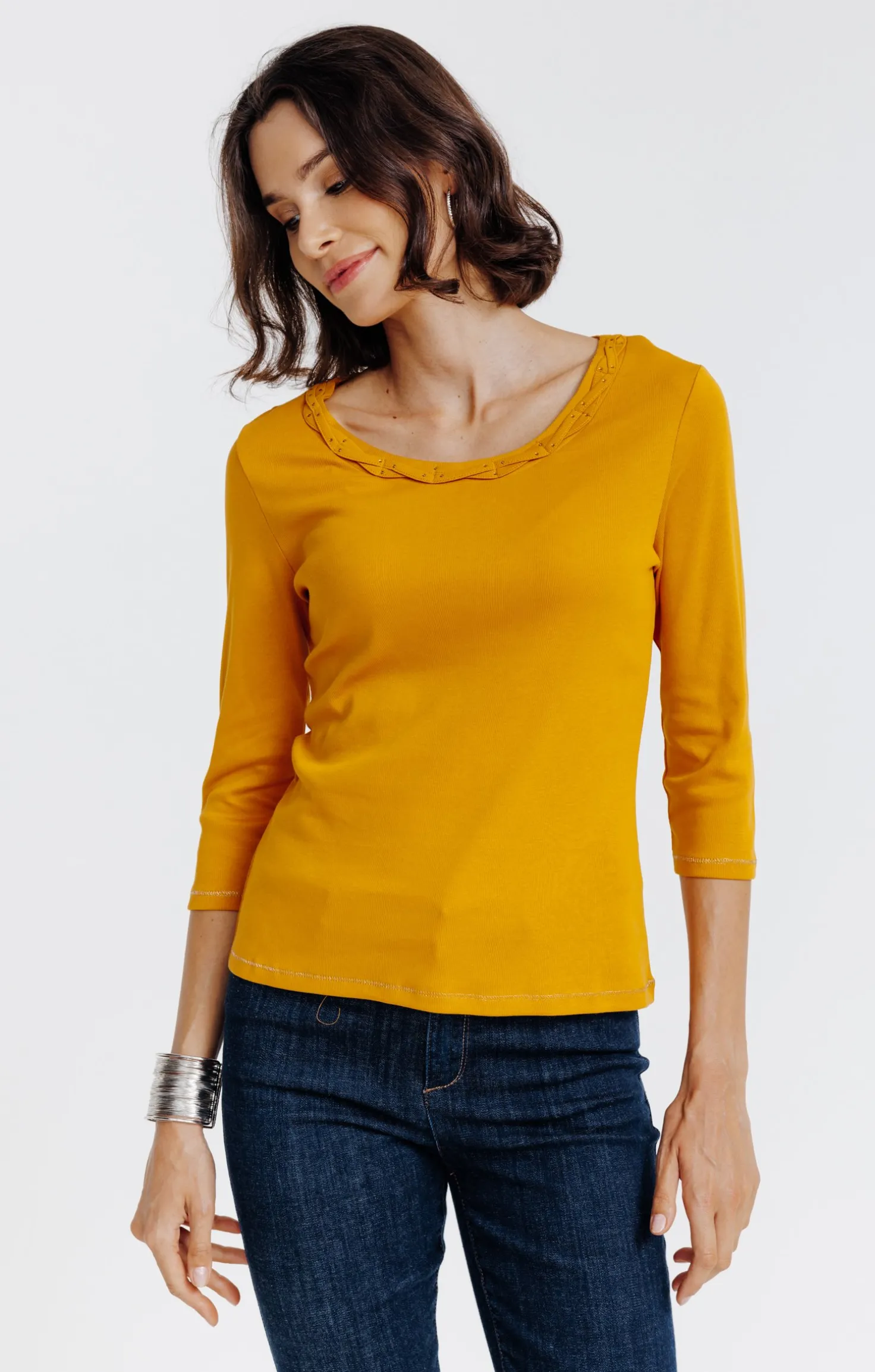 Armand Thiery Tee-shirt uni col rond - Ocre Online