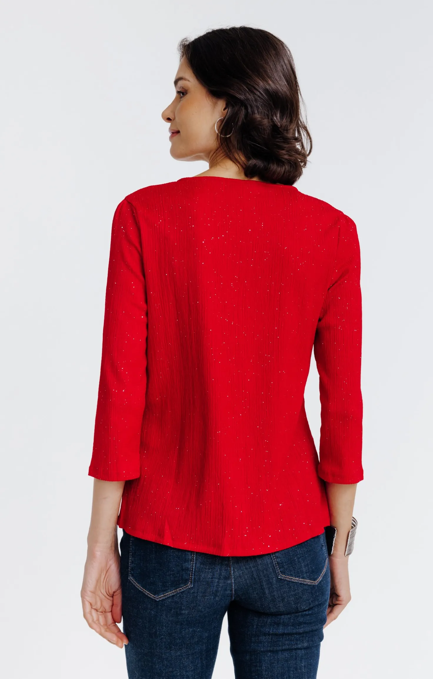 Armand Thiery Tee-shirt uni manches 3/4 - Rouge Flash Sale