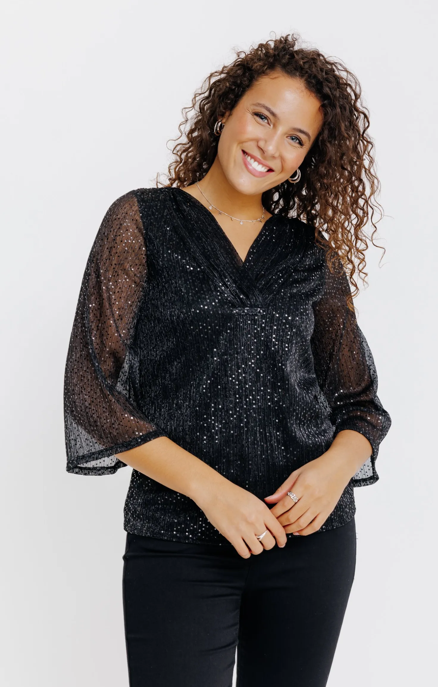 Armand Thiery T-SHIRT SEQUIN MANCHES 3/4 - Noir Sale