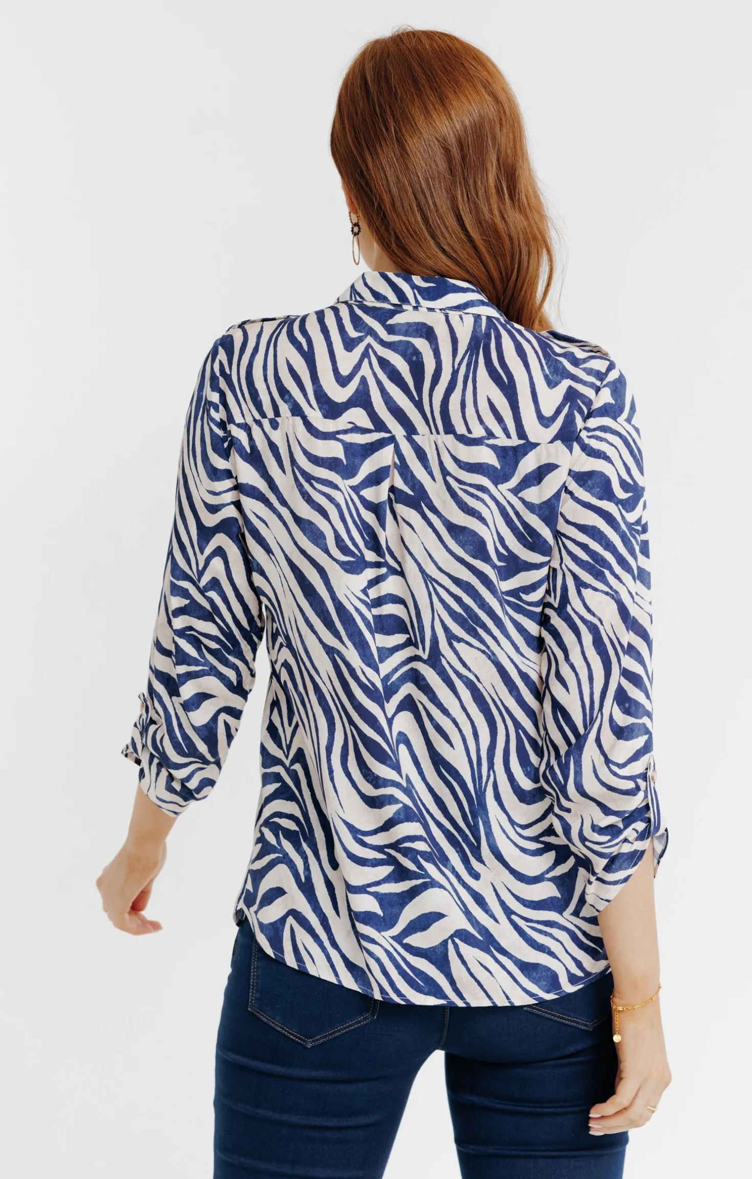 Armand Thiery Tunique col chemise imprimée zebre - Bleu Flash Sale